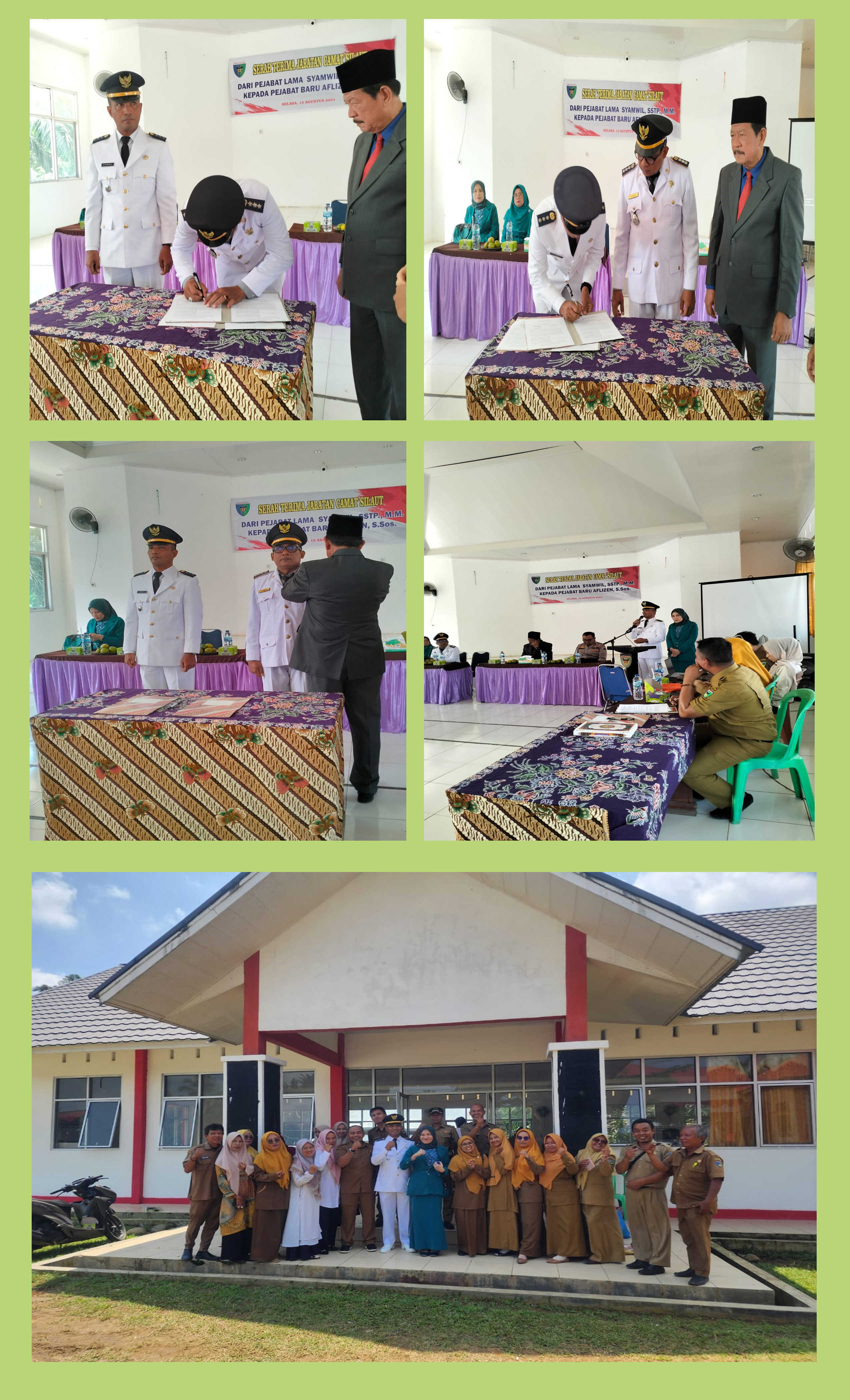 SERTIJAB CAMAT SILAUT SYAMWIL., SSTP.M.M KE AFLIZEN, S.Sos